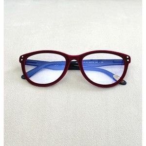 Red +1.00, Womens Cat Eye Reading Glasses, Velvet-Rimmed, Blue Light Blocking